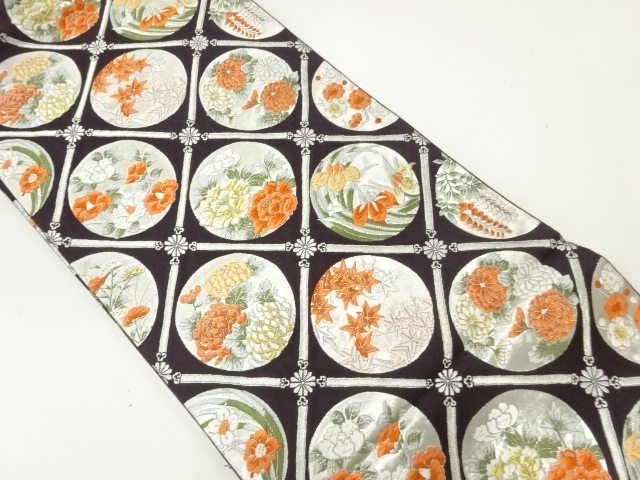 JAPANESE FUKURO OBI / WOVEN FLORAL PLANTS / BY TOKYO MASUIWAYA